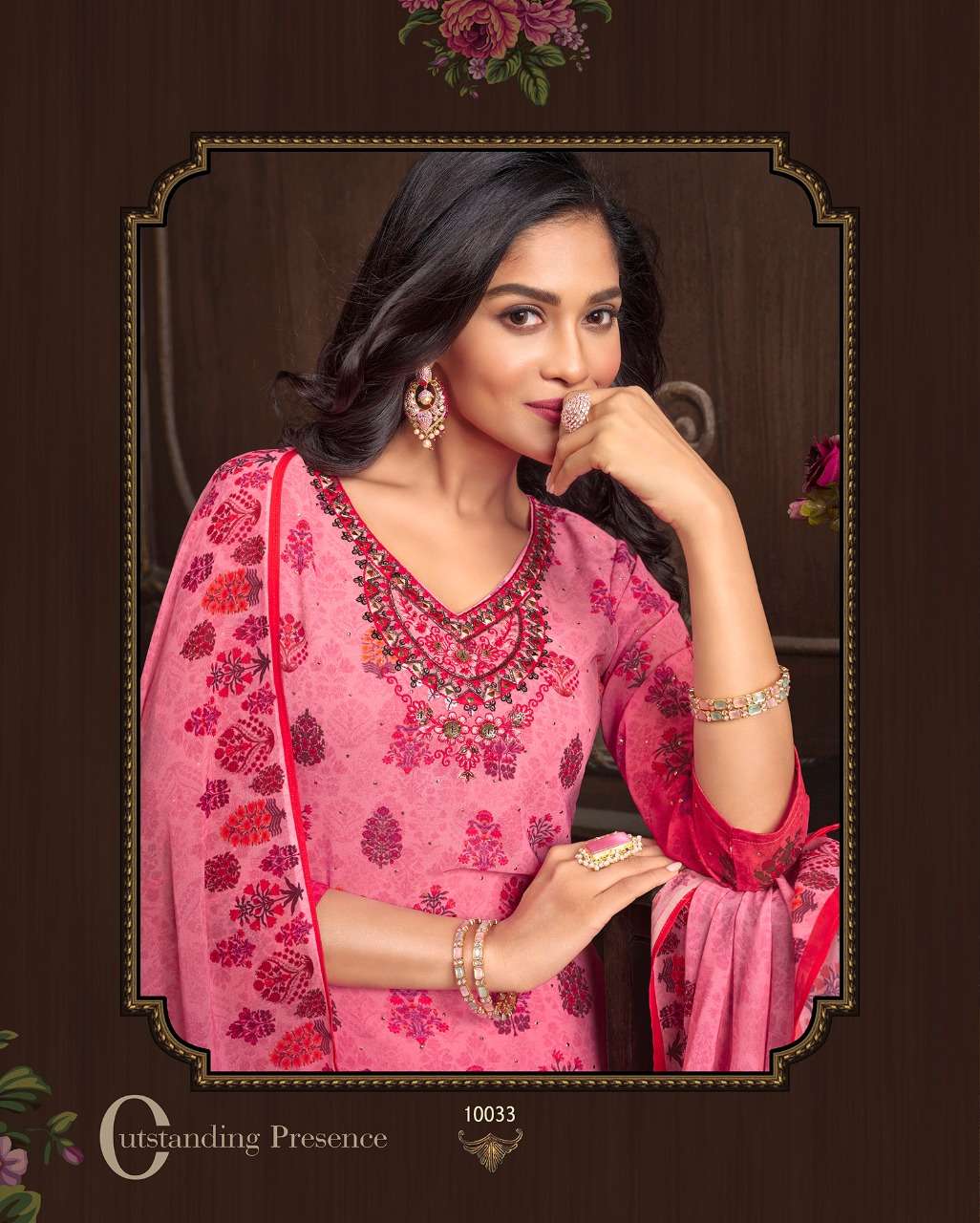 Lily & Lali-Florence-Digital-Print-Handwork-Mirror-Embroidery-Heavy-Georgette-Kurti-Inner-Gharara-Pocket-Dupatta-10033-C